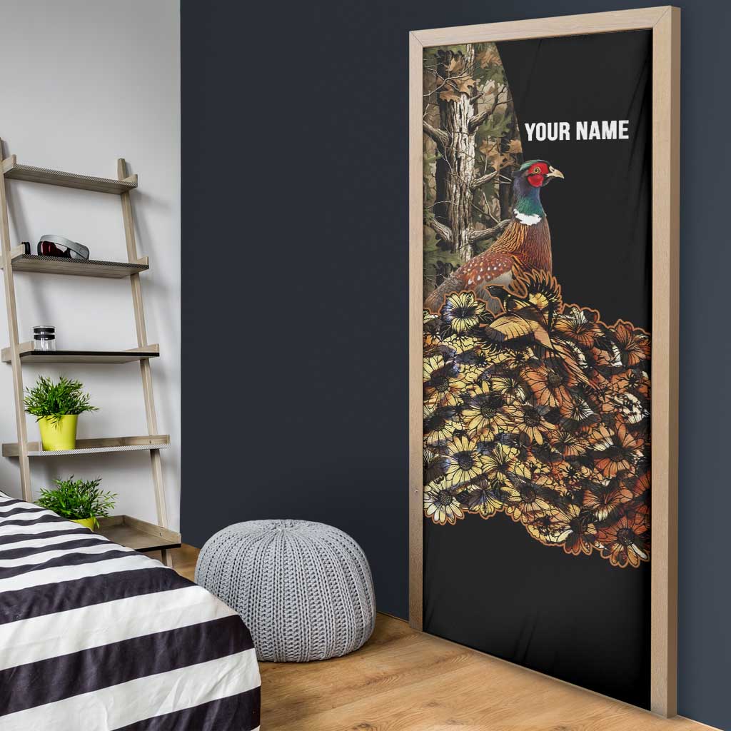 Custom Pheasant Hunting Door Cover with Woodland Forest Scene and Autumn Foliage Pattern - Wonder Print Shop