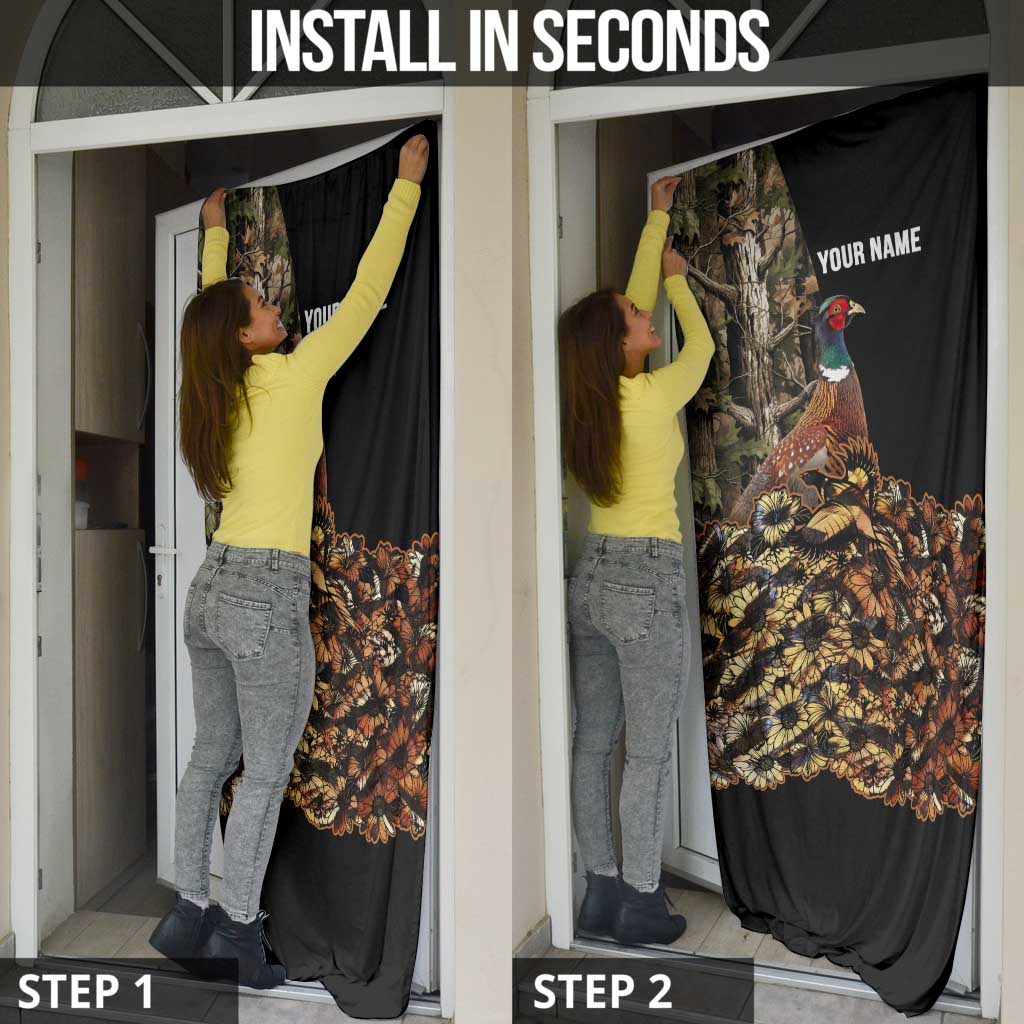 Custom Pheasant Hunting Door Cover with Woodland Forest Scene and Autumn Foliage Pattern - Wonder Print Shop