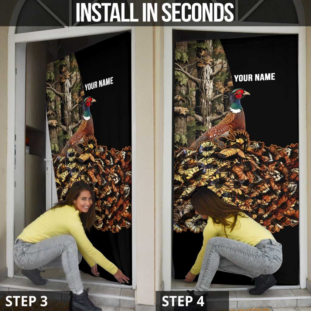 Custom Pheasant Hunting Door Cover with Woodland Forest Scene and Autumn Foliage Pattern - Wonder Print Shop