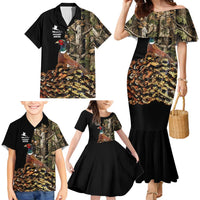 Custom Pheasant Hunting Family Matching Mermaid Dress and Hawaiian Shirt with Woodland Forest Scene and Autumn Foliage Pattern - Wonder Print Shop