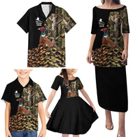 Custom Pheasant Hunting Family Matching Puletasi and Hawaiian Shirt with Woodland Forest Scene and Autumn Foliage Pattern - Wonder Print Shop