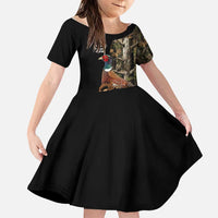 Custom Pheasant Hunting Family Matching Short Sleeve Bodycon Dress and Hawaiian Shirt with Woodland Forest Scene and Autumn Foliage Pattern - Wonder Print Shop
