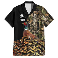 Custom Pheasant Hunting Family Matching Short Sleeve Bodycon Dress and Hawaiian Shirt with Woodland Forest Scene and Autumn Foliage Pattern - Wonder Print Shop