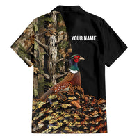 Custom Pheasant Hunting Family Matching Short Sleeve Bodycon Dress and Hawaiian Shirt with Woodland Forest Scene and Autumn Foliage Pattern - Wonder Print Shop