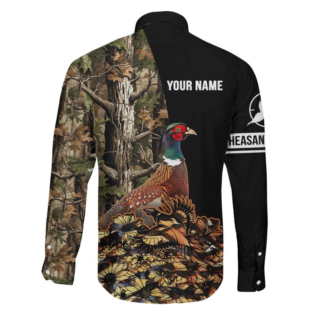 Custom Pheasant Hunting Family Matching Short Sleeve Bodycon Dress and Hawaiian Shirt with Woodland Forest Scene and Autumn Foliage Pattern - Wonder Print Shop