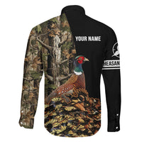 Custom Pheasant Hunting Family Matching Short Sleeve Bodycon Dress and Hawaiian Shirt with Woodland Forest Scene and Autumn Foliage Pattern - Wonder Print Shop