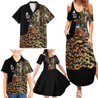 Custom Pheasant Hunting Family Matching Summer Maxi Dress and Hawaiian Shirt with Woodland Forest Scene and Autumn Foliage Pattern - Wonder Print Shop