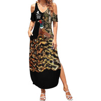 Custom Pheasant Hunting Family Matching Summer Maxi Dress and Hawaiian Shirt with Woodland Forest Scene and Autumn Foliage Pattern - Wonder Print Shop