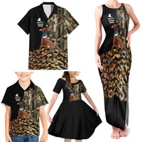 Custom Pheasant Hunting Family Matching Tank Maxi Dress and Hawaiian Shirt with Woodland Forest Scene and Autumn Foliage Pattern - Wonder Print Shop