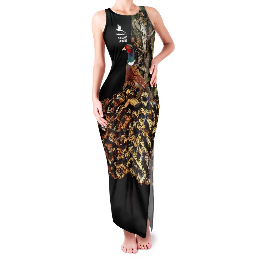Custom Pheasant Hunting Family Matching Tank Maxi Dress and Hawaiian Shirt with Woodland Forest Scene and Autumn Foliage Pattern - Wonder Print Shop