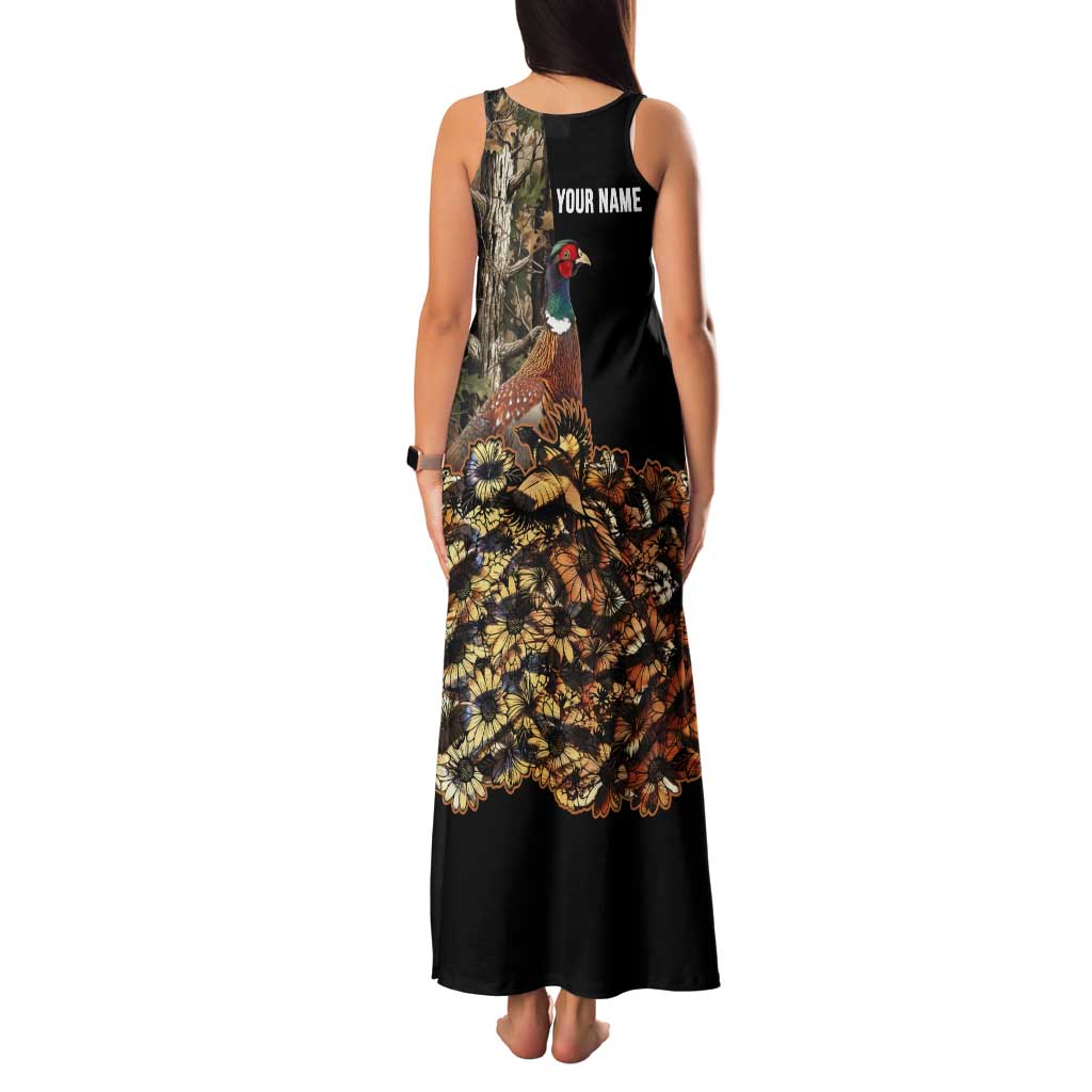 Custom Pheasant Hunting Family Matching Tank Maxi Dress and Hawaiian Shirt with Woodland Forest Scene and Autumn Foliage Pattern - Wonder Print Shop