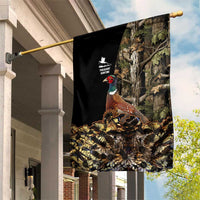 Pheasant Hunting Garden Flag with Woodland Forest Scene and Autumn Foliage Pattern - Wonder Print Shop