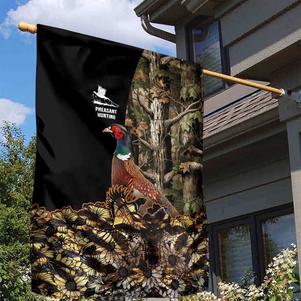 Pheasant Hunting Garden Flag with Woodland Forest Scene and Autumn Foliage Pattern - Wonder Print Shop