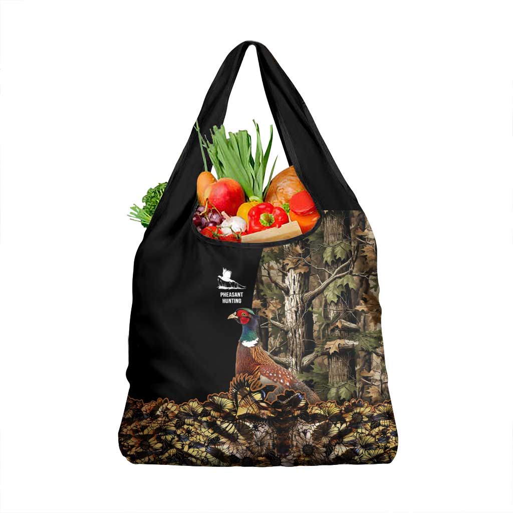 Pheasant Hunting Grocery Bag with Woodland Forest Scene and Autumn Foliage Pattern - Wonder Print Shop