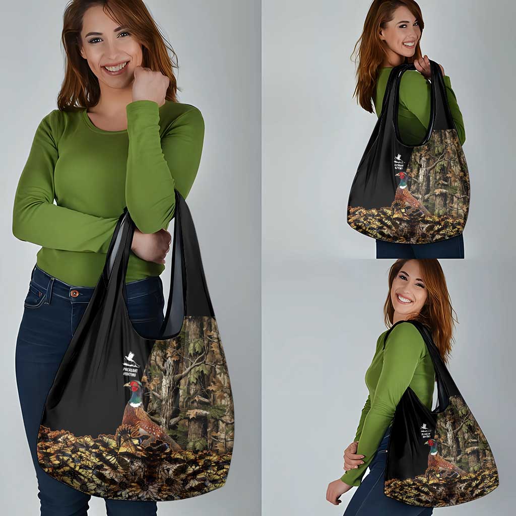 Pheasant Hunting Grocery Bag with Woodland Forest Scene and Autumn Foliage Pattern - Wonder Print Shop