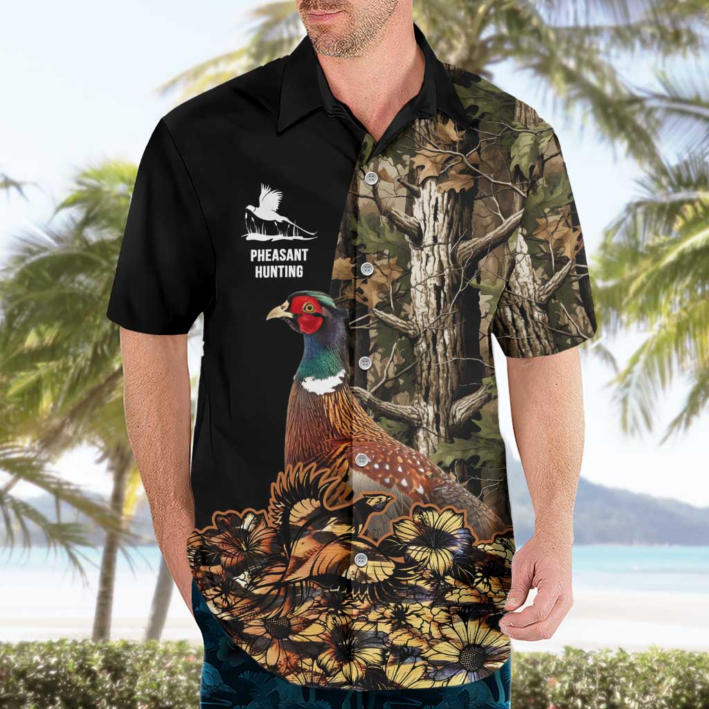 Custom Pheasant Hunting Hawaiian Shirt with Woodland Forest Scene and Autumn Foliage Pattern - Wonder Print Shop