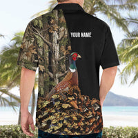 Custom Pheasant Hunting Hawaiian Shirt with Woodland Forest Scene and Autumn Foliage Pattern - Wonder Print Shop