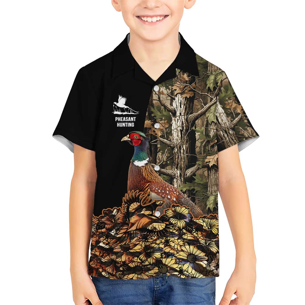 Custom Pheasant Hunting Hawaiian Shirt with Woodland Forest Scene and Autumn Foliage Pattern - Wonder Print Shop