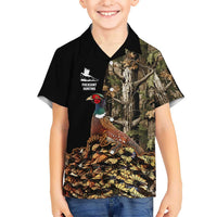 Custom Pheasant Hunting Hawaiian Shirt with Woodland Forest Scene and Autumn Foliage Pattern - Wonder Print Shop