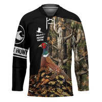 Custom Pheasant Hunting Hockey Jersey with Woodland Forest Scene and Autumn Foliage Pattern - Wonder Print Shop