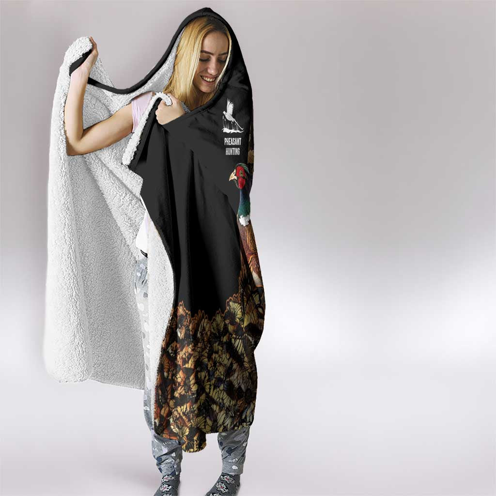 Pheasant Hunting Hooded Blanket with Woodland Forest Scene and Autumn Foliage Pattern - Wonder Print Shop