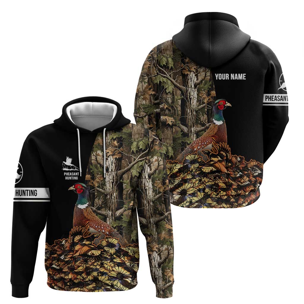 Custom Pheasant Hunting Hoodie with Woodland Forest Scene and Autumn Foliage Pattern - Wonder Print Shop
