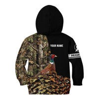 Custom Pheasant Hunting Kid Hoodie with Woodland Forest Scene and Autumn Foliage Pattern - Wonder Print Shop