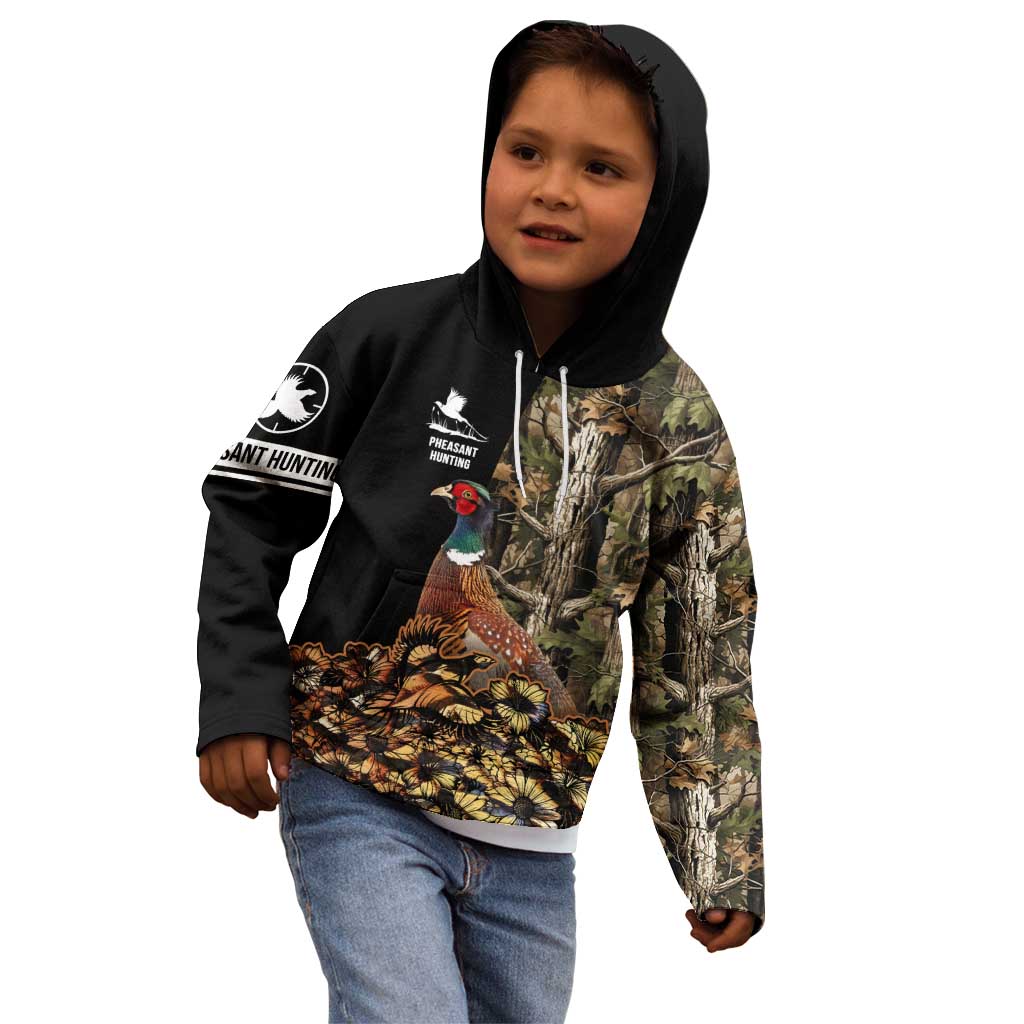 Custom Pheasant Hunting Kid Hoodie with Woodland Forest Scene and Autumn Foliage Pattern - Wonder Print Shop