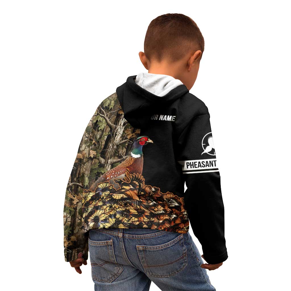 Custom Pheasant Hunting Kid Hoodie with Woodland Forest Scene and Autumn Foliage Pattern - Wonder Print Shop