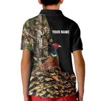 Custom Pheasant Hunting Kid Polo Shirt with Woodland Forest Scene and Autumn Foliage Pattern - Wonder Print Shop