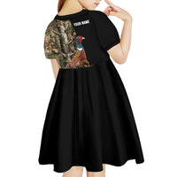 Custom Pheasant Hunting Kid Short Sleeve Dress with Woodland Forest Scene and Autumn Foliage Pattern - Wonder Print Shop