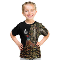 Custom Pheasant Hunting Kid T Shirt with Woodland Forest Scene and Autumn Foliage Pattern - Wonder Print Shop