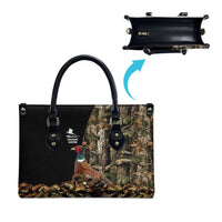 Pheasant Hunting Leather Bag with Woodland Forest Scene and Autumn Foliage Pattern - Wonder Print Shop