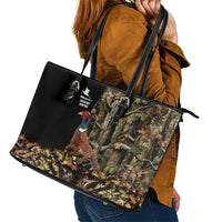 Pheasant Hunting Leather Tote Bag with Woodland Forest Scene and Autumn Foliage Pattern - Wonder Print Shop
