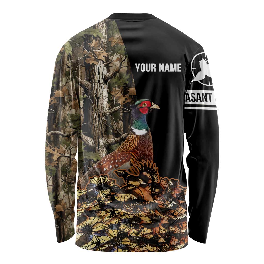 Custom Pheasant Hunting Long Sleeve Shirt with Woodland Forest Scene and Autumn Foliage Pattern - Wonder Print Shop
