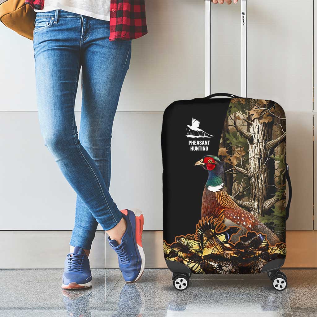 Pheasant Hunting Luggage Cover with Woodland Forest Scene and Autumn Foliage Pattern - Wonder Print Shop