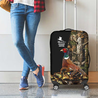 Pheasant Hunting Luggage Cover with Woodland Forest Scene and Autumn Foliage Pattern - Wonder Print Shop