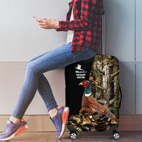 Pheasant Hunting Luggage Cover with Woodland Forest Scene and Autumn Foliage Pattern - Wonder Print Shop