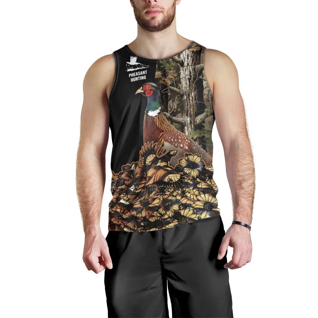 Custom Pheasant Hunting Men Tank Top with Woodland Forest Scene and Autumn Foliage Pattern - Wonder Print Shop