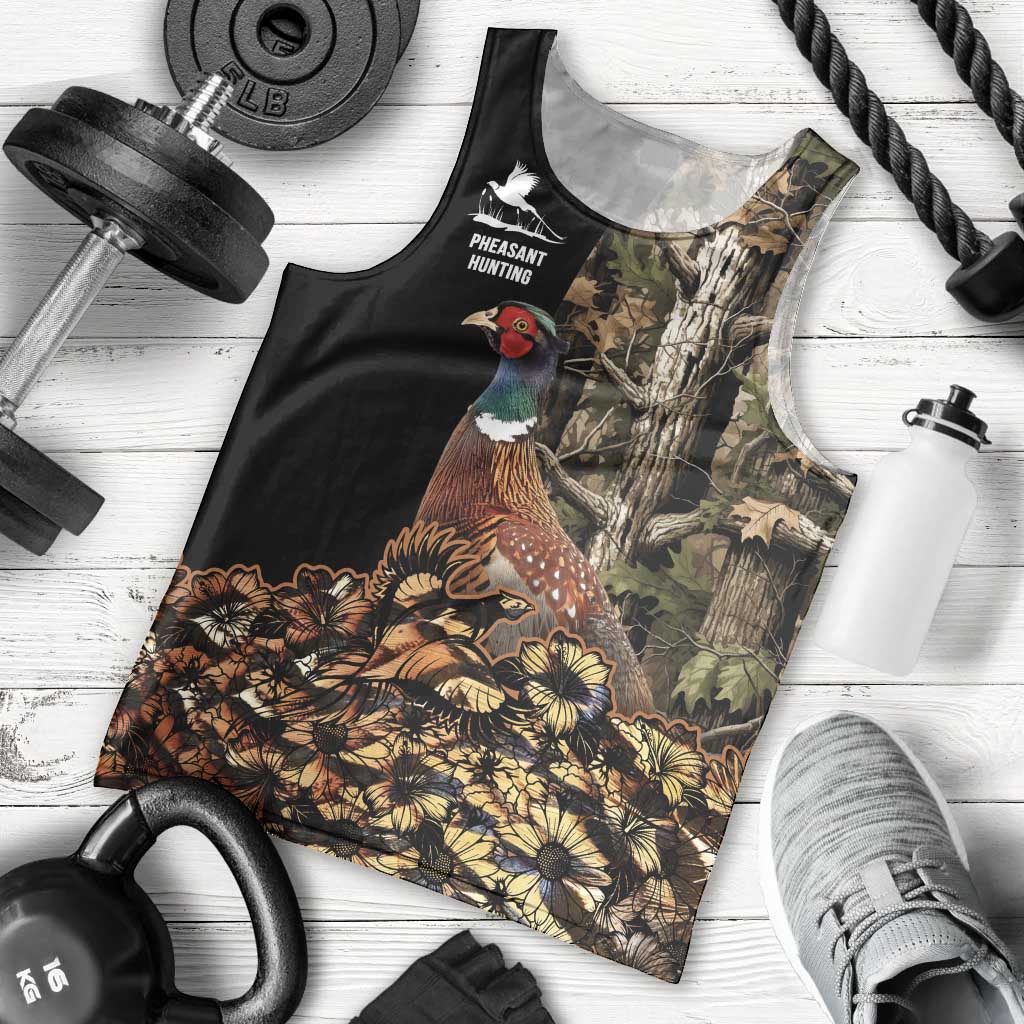 Custom Pheasant Hunting Men Tank Top with Woodland Forest Scene and Autumn Foliage Pattern - Wonder Print Shop