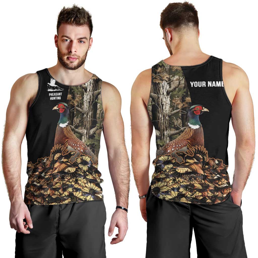 Custom Pheasant Hunting Men Tank Top with Woodland Forest Scene and Autumn Foliage Pattern - Wonder Print Shop