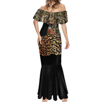 Custom Pheasant Hunting Mermaid Dress with Woodland Forest Scene and Autumn Foliage Pattern - Wonder Print Shop