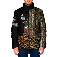 Custom Pheasant Hunting Padded Jacket with Woodland Forest Scene and Autumn Foliage Pattern - Wonder Print Shop
