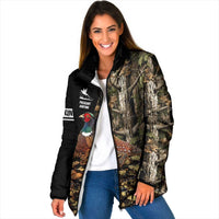 Custom Pheasant Hunting Padded Jacket with Woodland Forest Scene and Autumn Foliage Pattern - Wonder Print Shop