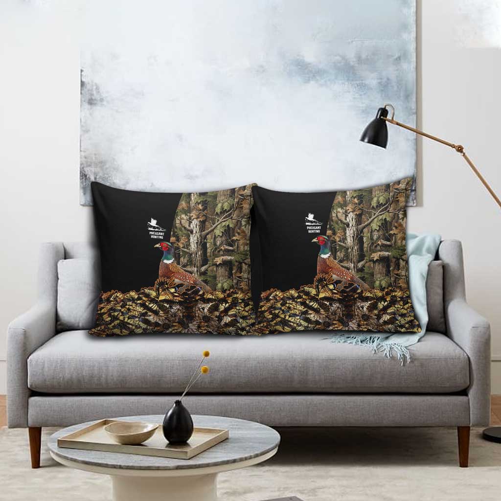Pheasant Hunting Pillow Cover with Woodland Forest Scene and Autumn Foliage Pattern - Wonder Print Shop