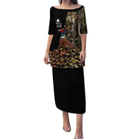 Custom Pheasant Hunting Puletasi with Woodland Forest Scene and Autumn Foliage Pattern - Wonder Print Shop