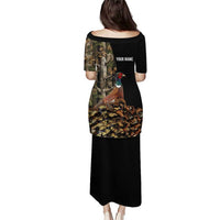 Custom Pheasant Hunting Puletasi with Woodland Forest Scene and Autumn Foliage Pattern - Wonder Print Shop