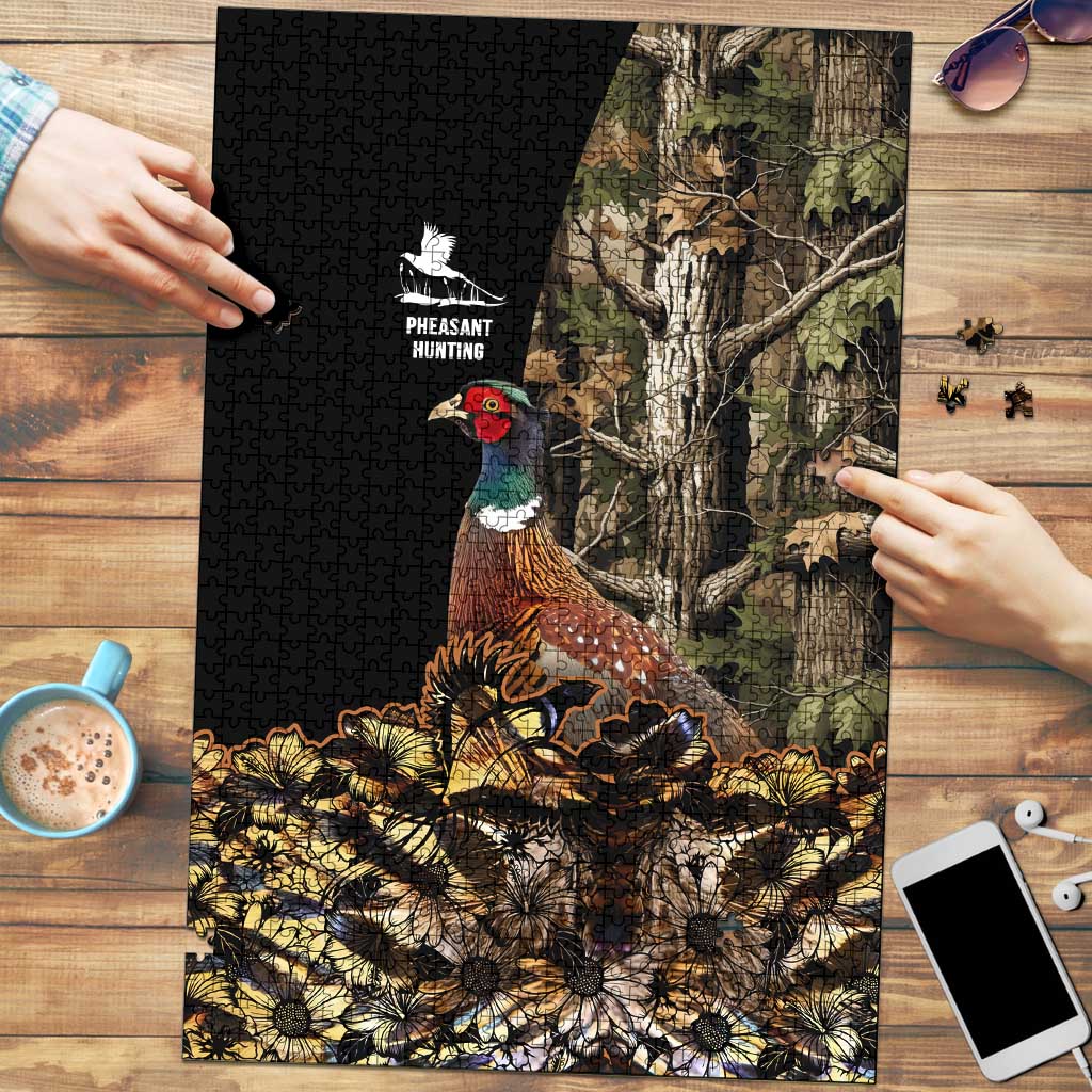 Pheasant Hunting Puzzle with Woodland Forest Scene and Autumn Foliage Pattern - Wonder Print Shop