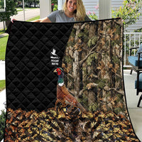 Pheasant Hunting Quilt with Woodland Forest Scene and Autumn Foliage Pattern - Wonder Print Shop