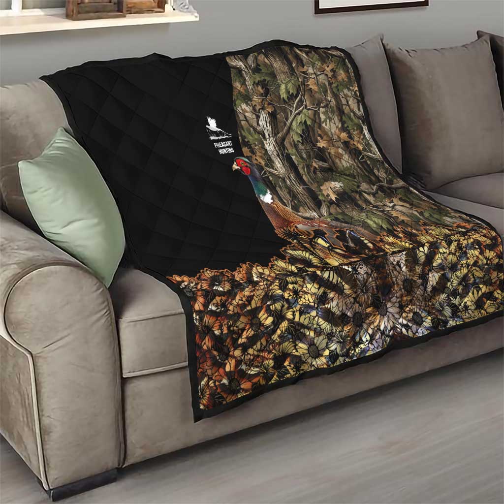 Pheasant Hunting Quilt with Woodland Forest Scene and Autumn Foliage Pattern - Wonder Print Shop